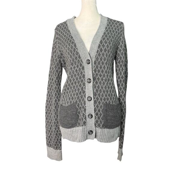 BDG Urban Outfitters Womens Gray Grandpcore Cardigan Academia Sweater Sz Large - Picture 1 of 8